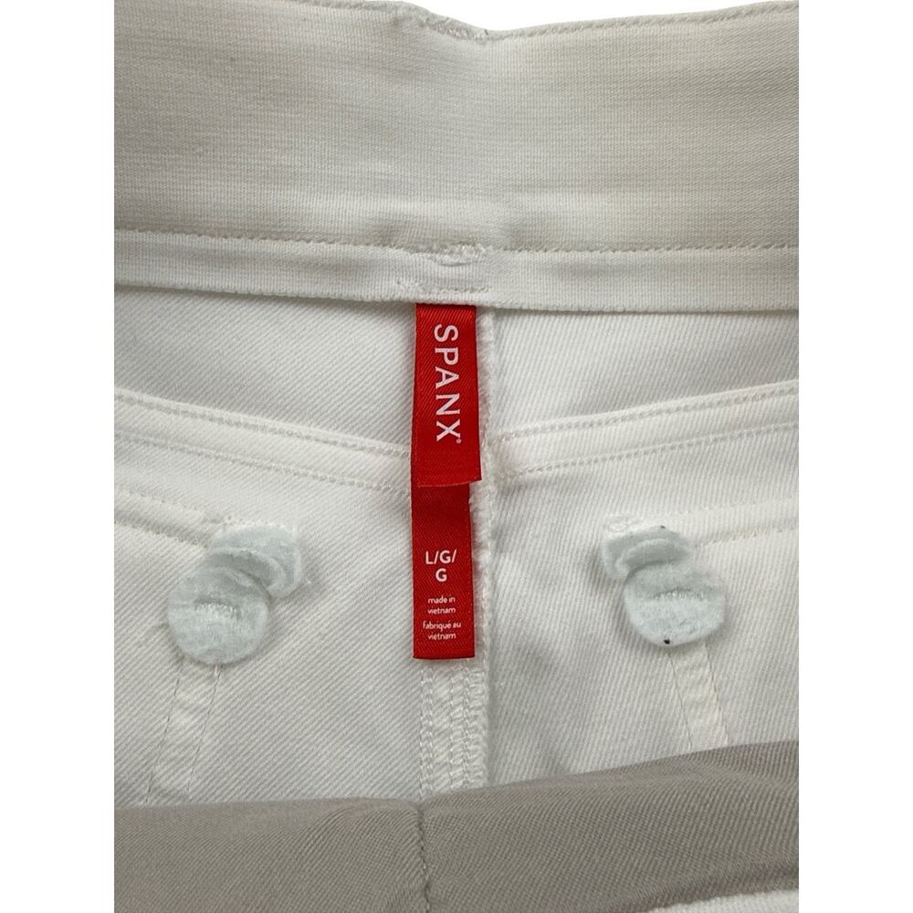 Spanx Pants Bright White Stretch Twill Cropped Wide Leg Pullon Trousers Large - Picture 3 of 16